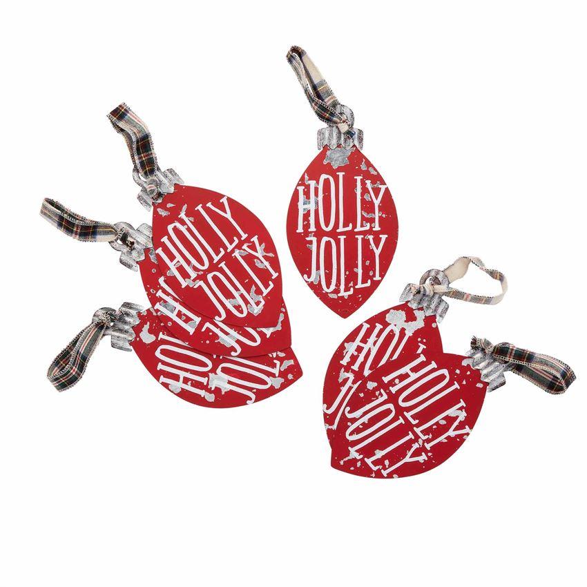Hot Sale! Mud Pie Decorative Printed Tin Christmas Ornament with Tartan Loop Hanger