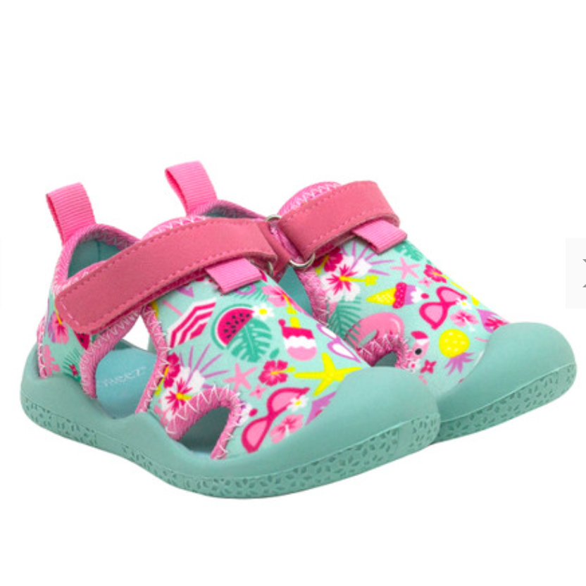 Robeez Pink/Turquoise Tropical Paradise Lightweight Water Shoes for Toddlers