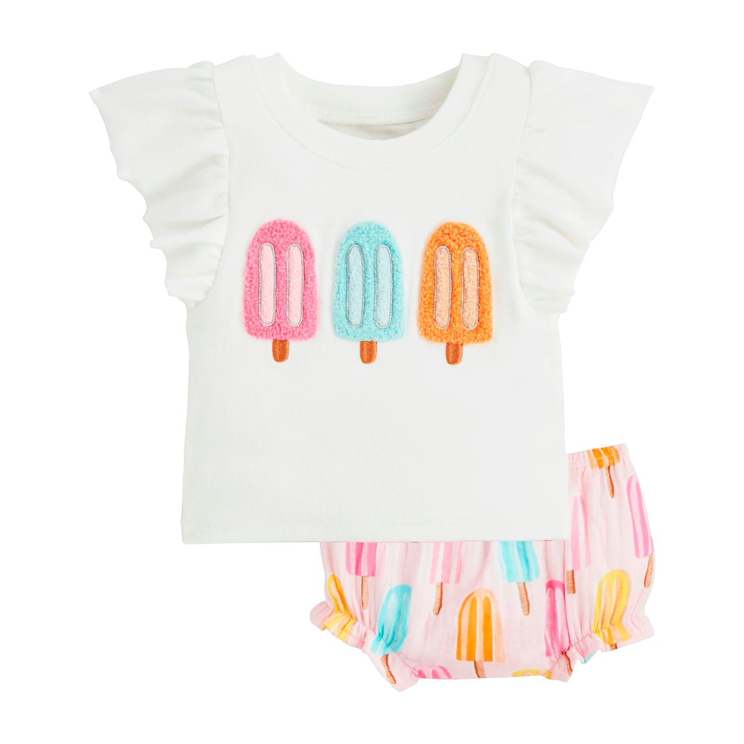 Hot Deal! Mud Pie Girls' Popsicle-themed 2-piece Cotton Pinafore Set