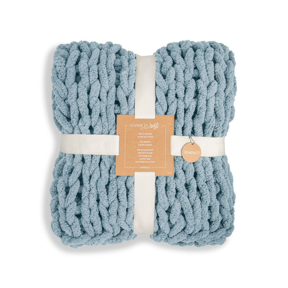 Demdaco Comfort Collection Chunky Knit Denim Throw Blanket - Ideal for Relaxing