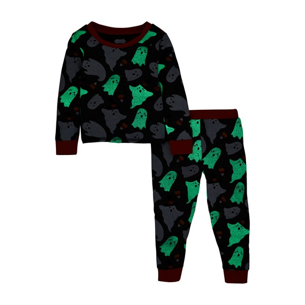 Mud Pie Toddler Glow-in-the-Dark Ghost Bamboo Pajama Set