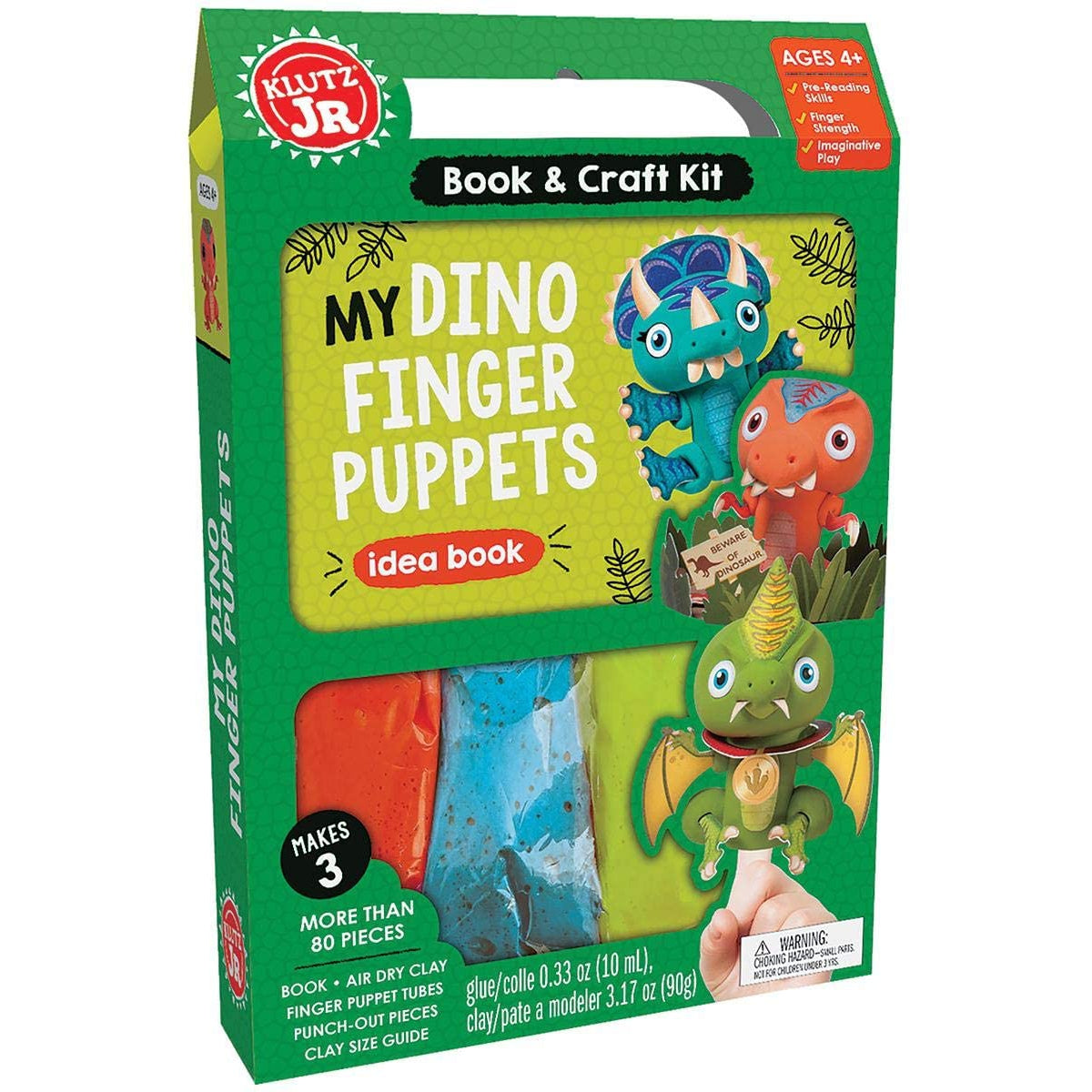 Klutz Kids' Dino Finger Puppet Craft Kit - Create 3 Unique Dinosaur Puppets!