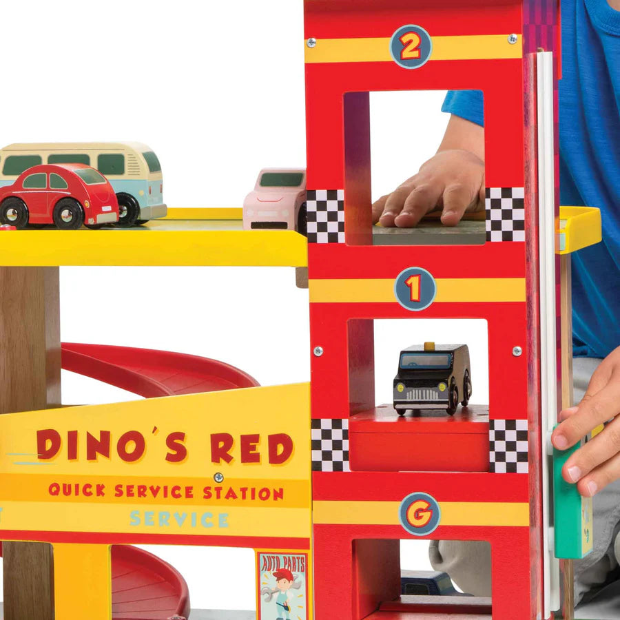 Le Toy Van Dino's Colorful Wooden Toy Garage - Ideal Gift