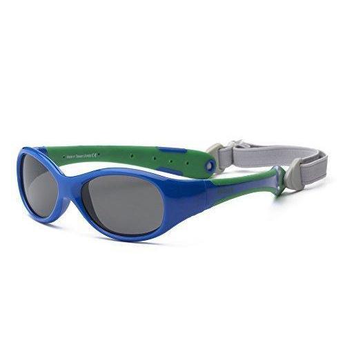 Royal/Green Double - Injected Flex - Fit Removable Band Sunglasses with PC Smoke Shatterproof Lenses