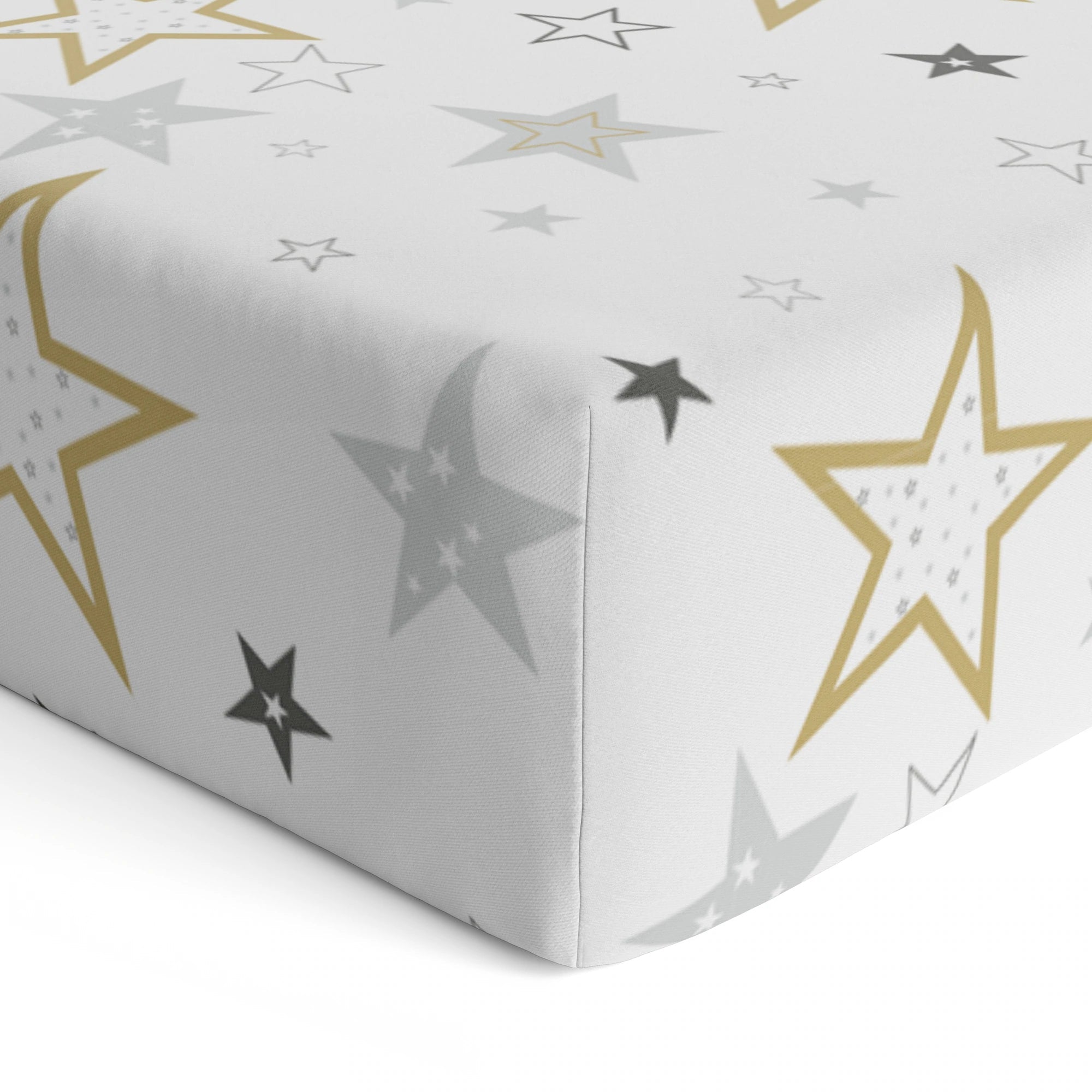Kushies Super Soft Golden Stars Percale Fitted Crib Sheet for Sound Sleep