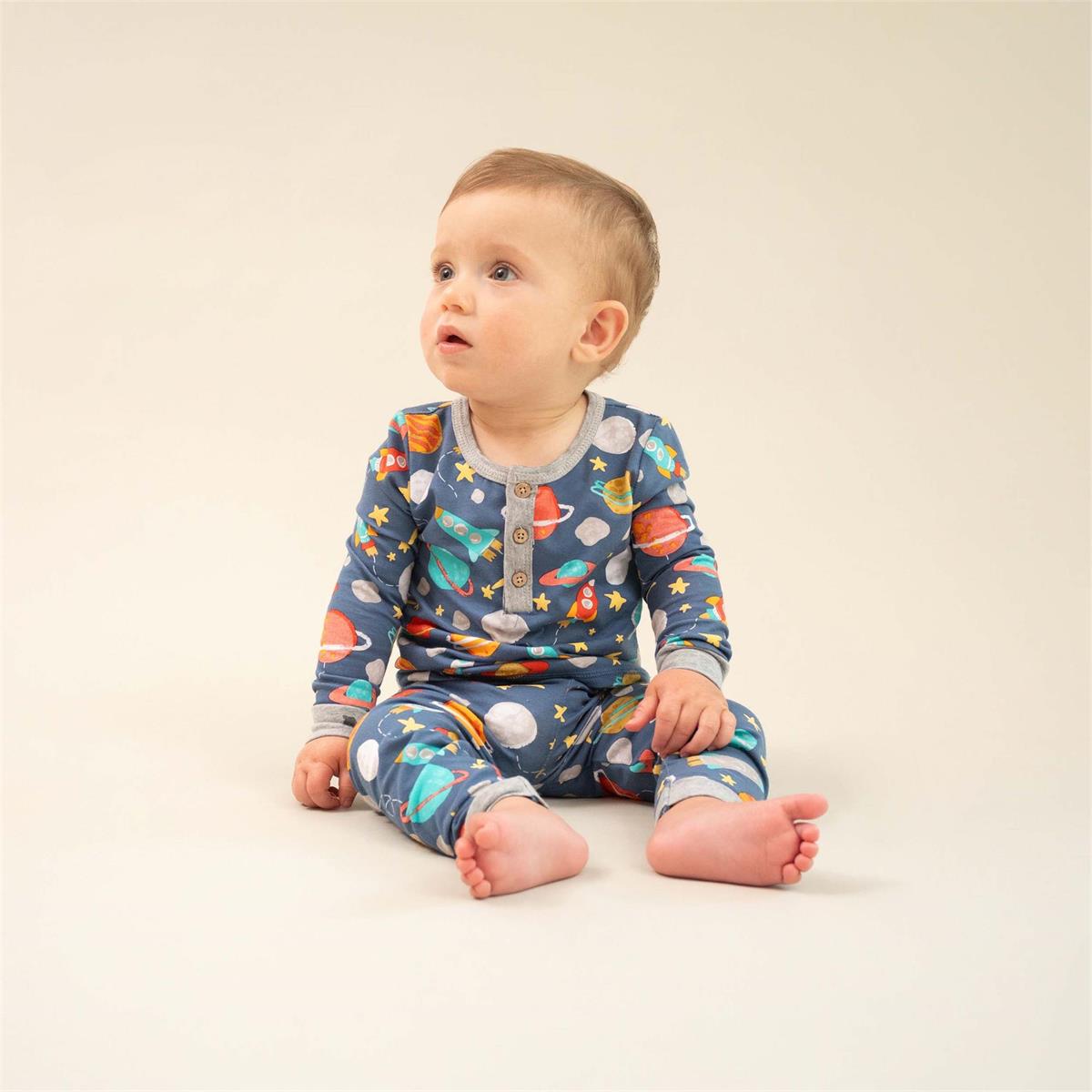 Mud Pie Glow-in-the-Dark Cotton Spandex Space Pajama Set