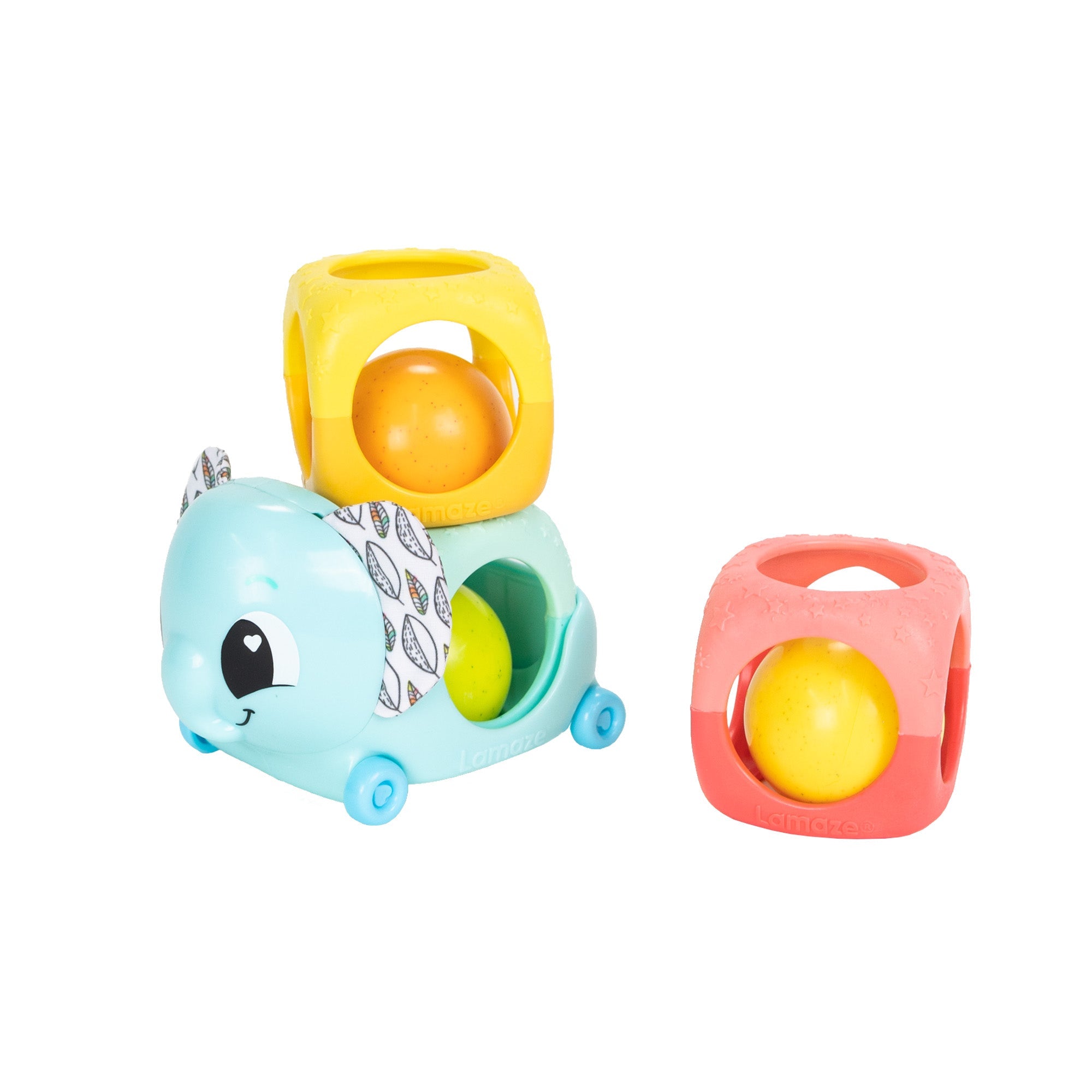 Lamaze Baby-Friendly Stackable Rattle & Roll Cubes with Elephant Roller