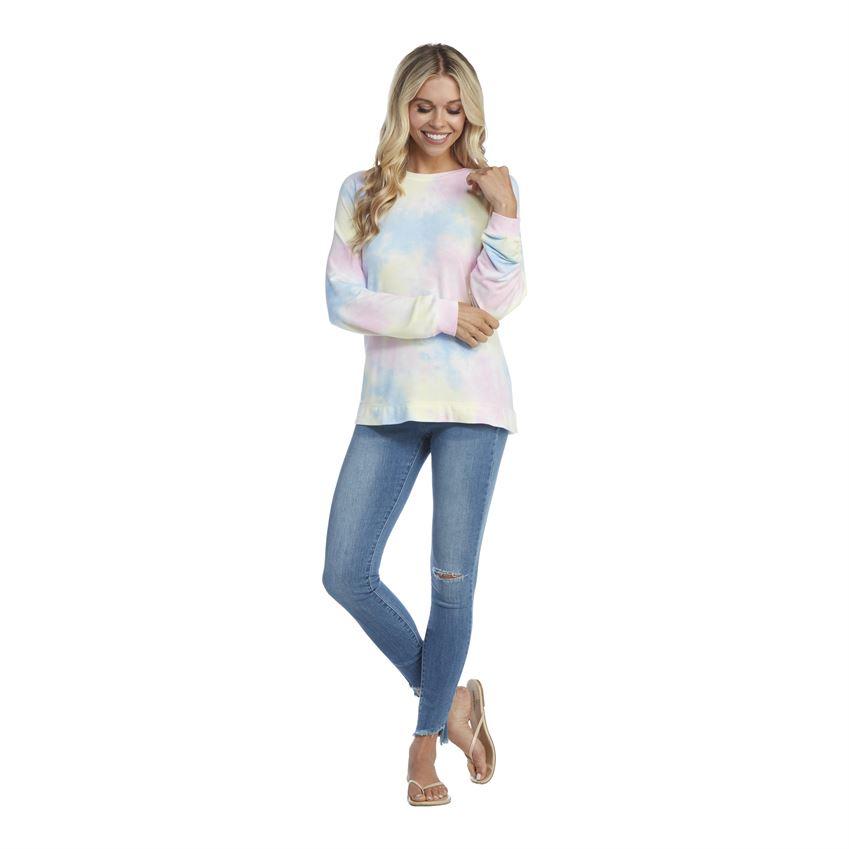 Hot Deal! Mud Pie Bryant Multi - Color Tie - Dye French Terry Sweatshirt for Casual Wear