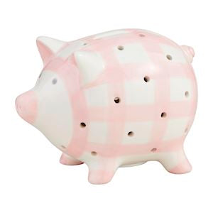 Pink LED-Lit Hand-Painted Ceramic Piggy Bank by Mud Pie