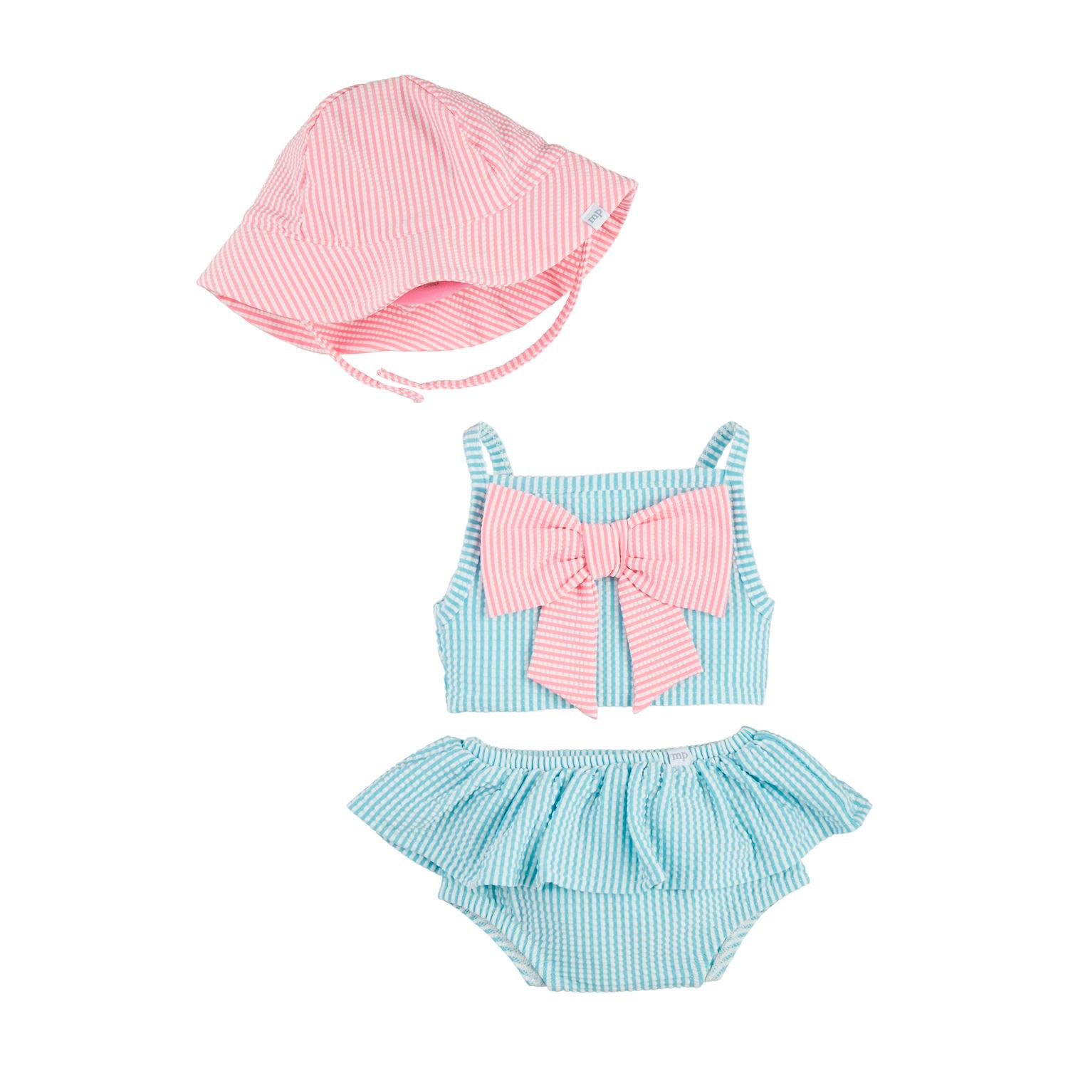 Hot Deal! Mud Pie Seersucker Swimsuit & Hat Combo