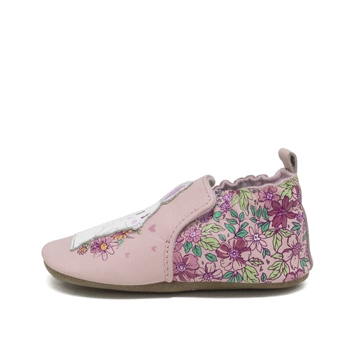 Hot Sale! Robeez Blush Pink Soft Soles Flower Bunny Toddler Shoes