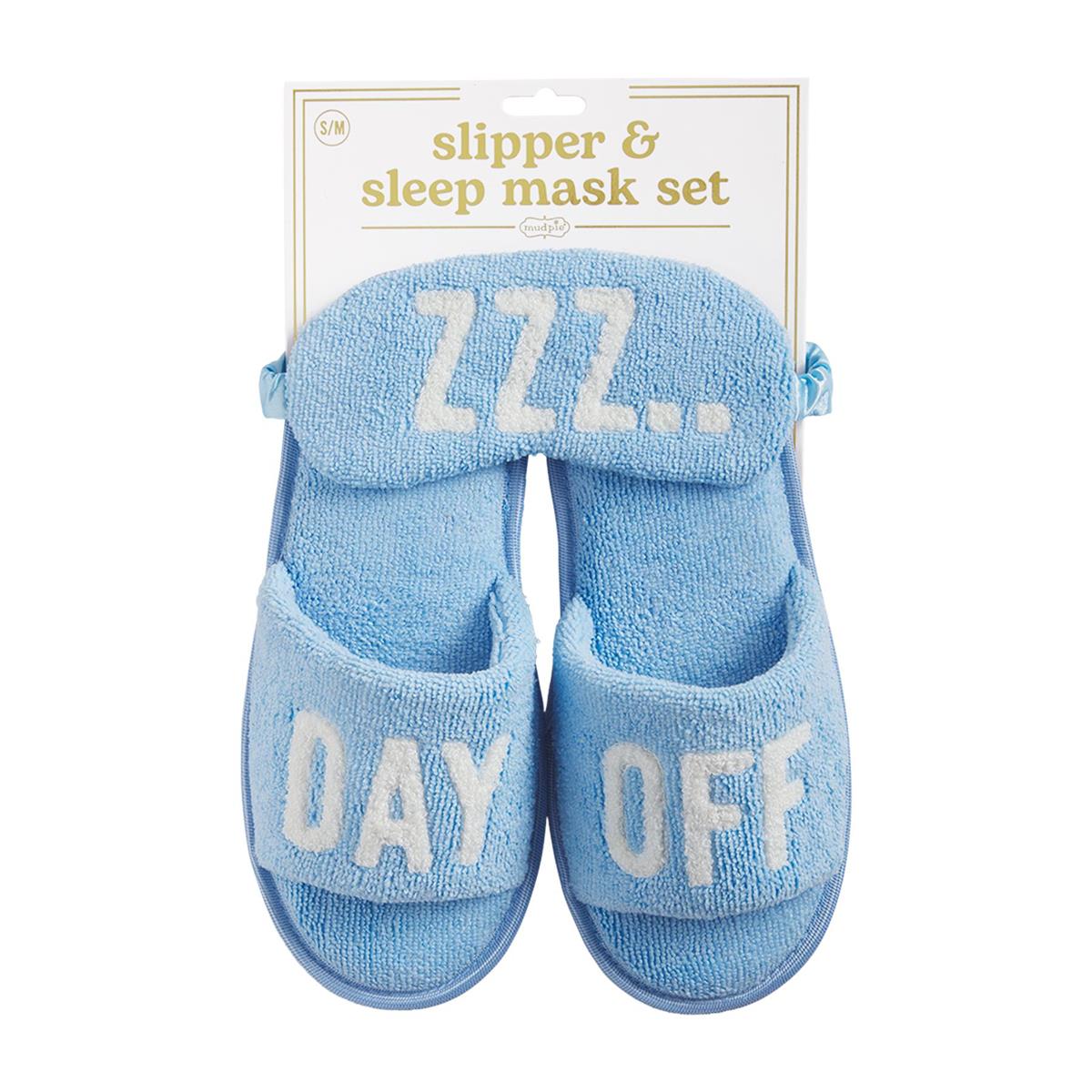 Blue Luxury Mud Pie Slipper and Sleep Mask Set for a Relaxing Staycation