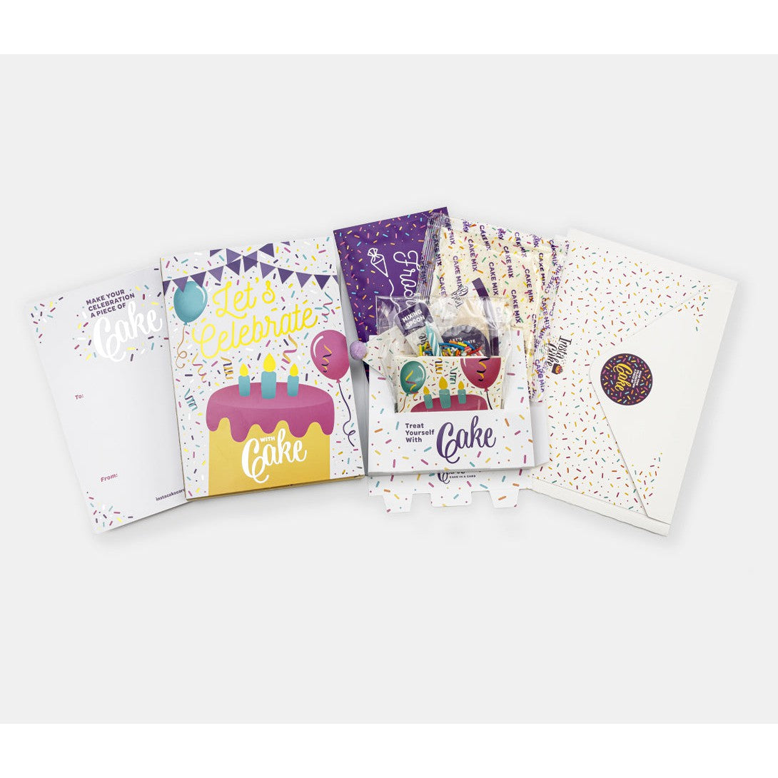 Hot Sale! Gold Confetti Vanilla InstaCake Let's Celebrate Cake Card