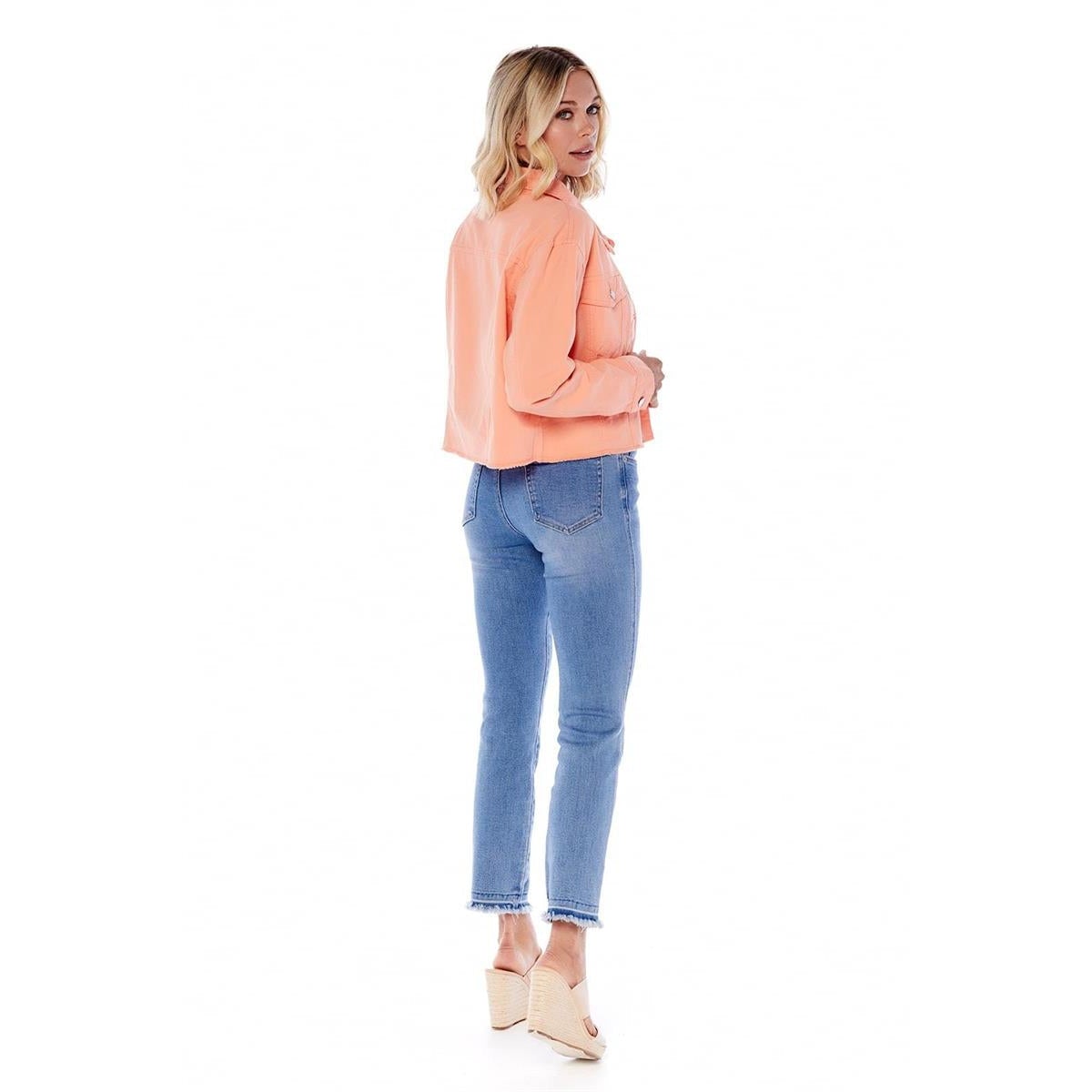 Hot Sale! Mud Pie Women's Lightweight Peach Preston Twill Jacket
