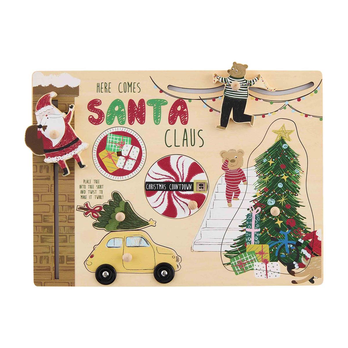 Hot Sale! Mud Pie Santa Claus Themed Wooden Busy Board Puzzle for Kids Ages 3+