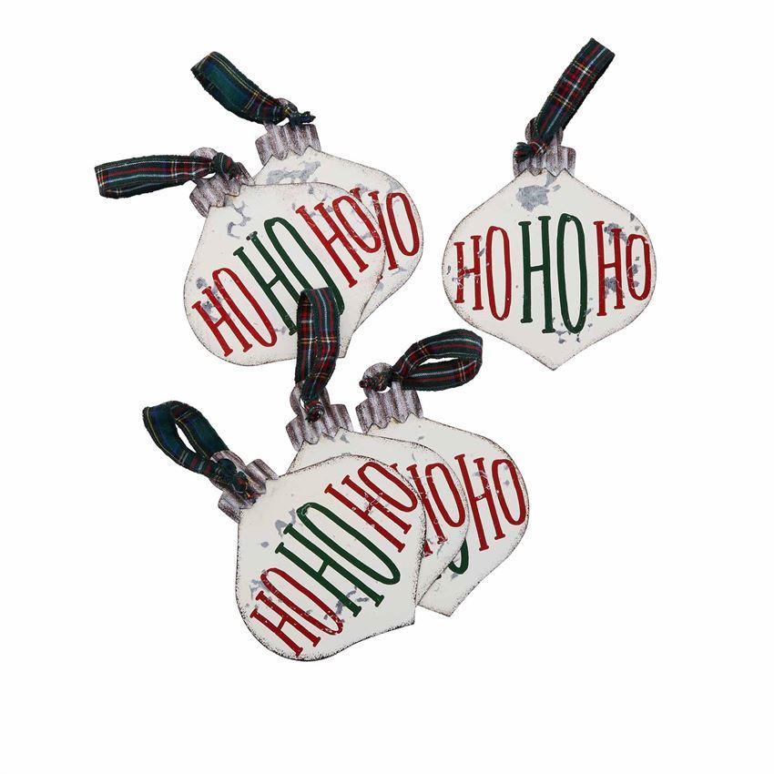 Hot Sale! Mud Pie Decorative Printed Tin Christmas Ornament with Tartan Loop Hanger