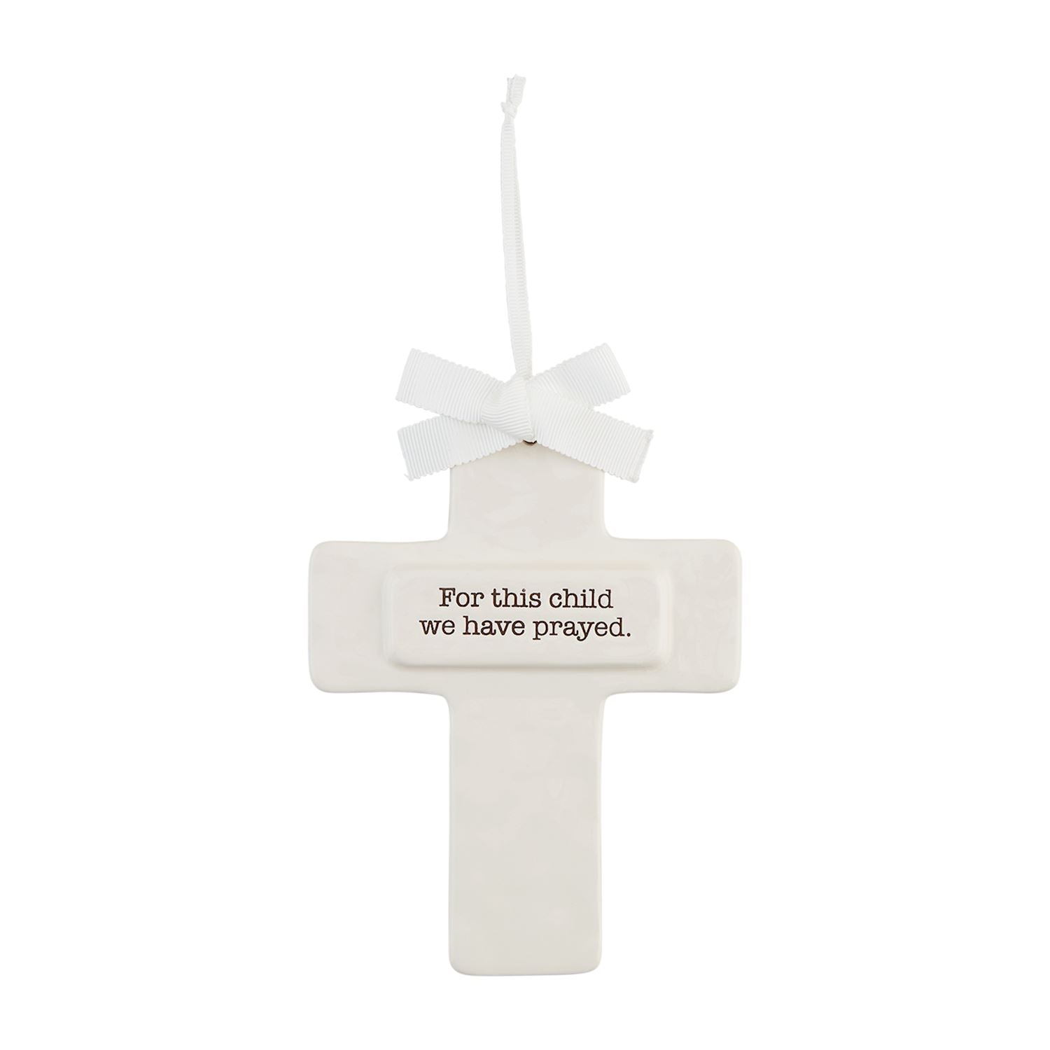 Hand - painted Ceramic Keepsake Cross with Hat Ribbon Hanging Loop