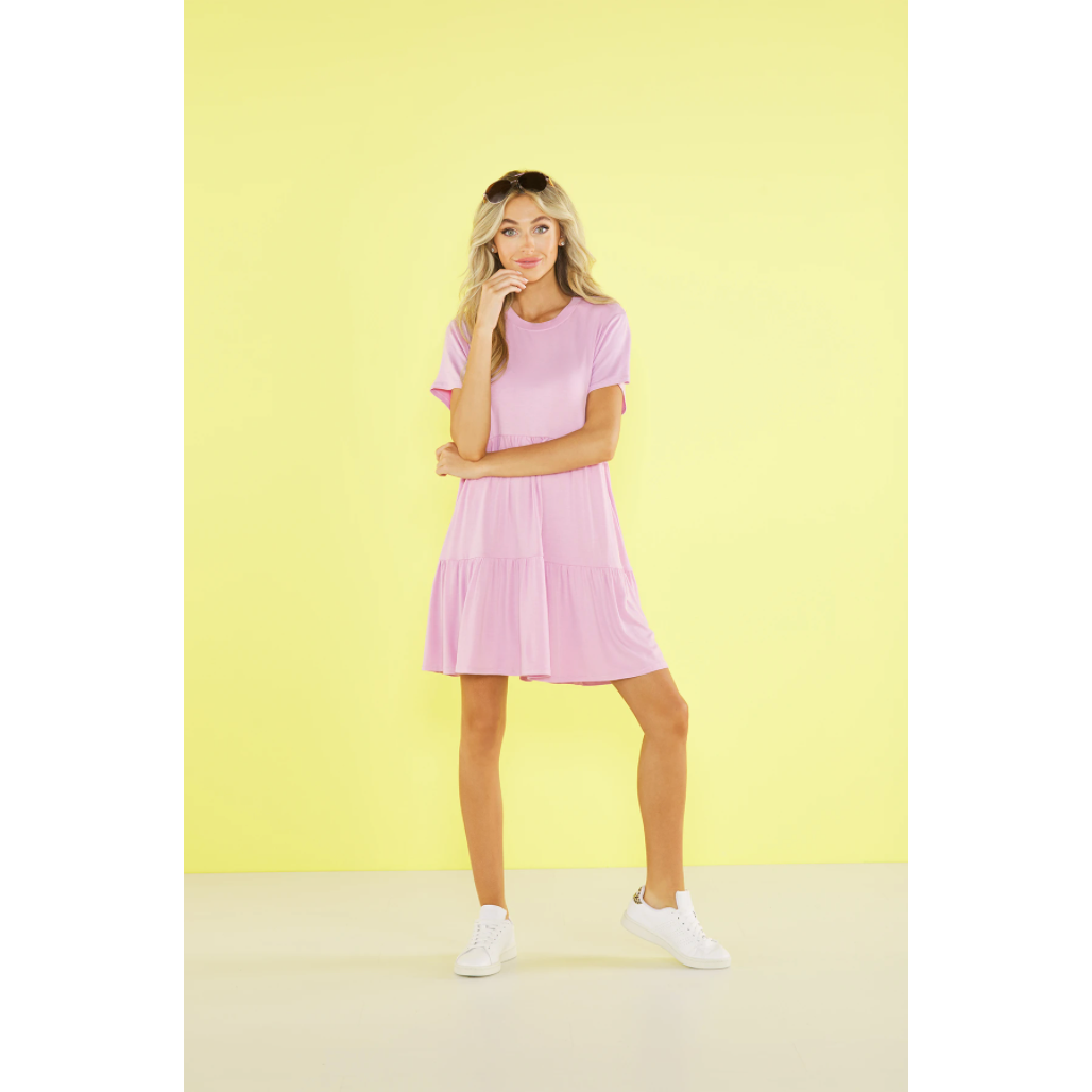 Hot Deal! Mud Pie Lilac Women's Jersey Knit Tiered Dress for Work & Weekend