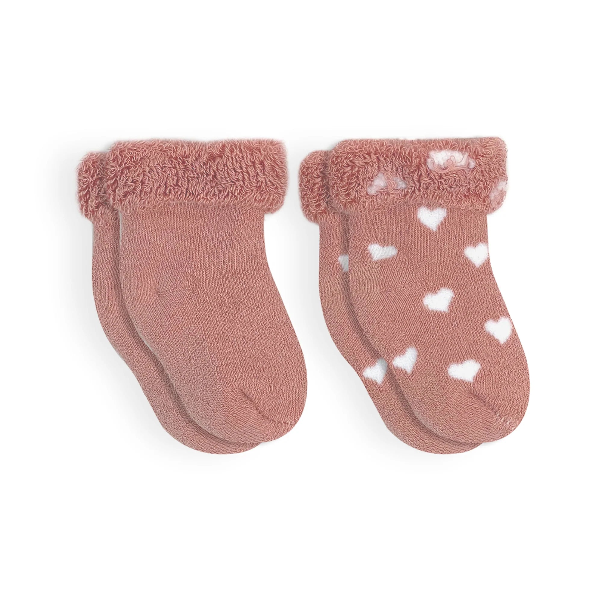 Kushies Infant Socks 2-Pack - Rose Solid/Hearts, Great Deal!