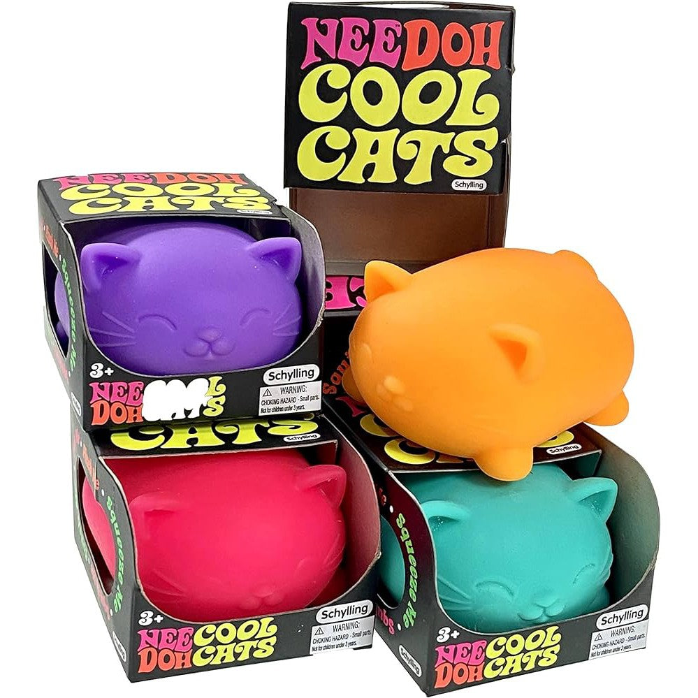 Schylling NeeDoh Cool Cats: Adorable Squishy Stress - Relief Fidget Toys