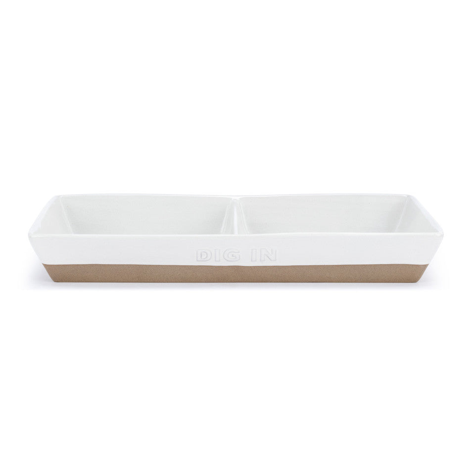 Demdaco White Divided Dish - Perfect for Treats