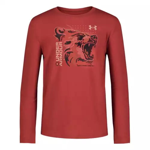 Under Armour Youth Boys' Long Sleeve UA Bear Map Tee - Earthen Orange - Hot Sale