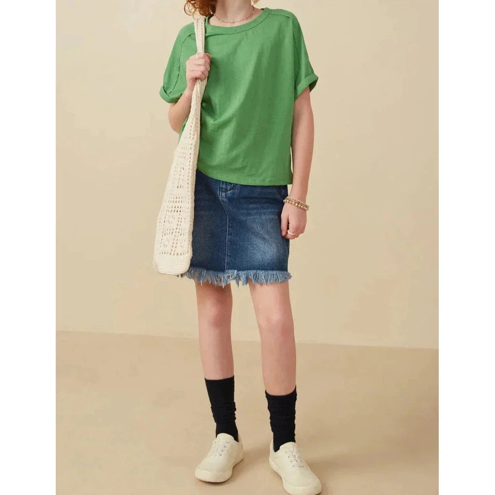 Hot Deal! Hayden Girls' Trendy Green Crop T-Shirt for Fashionable Teens