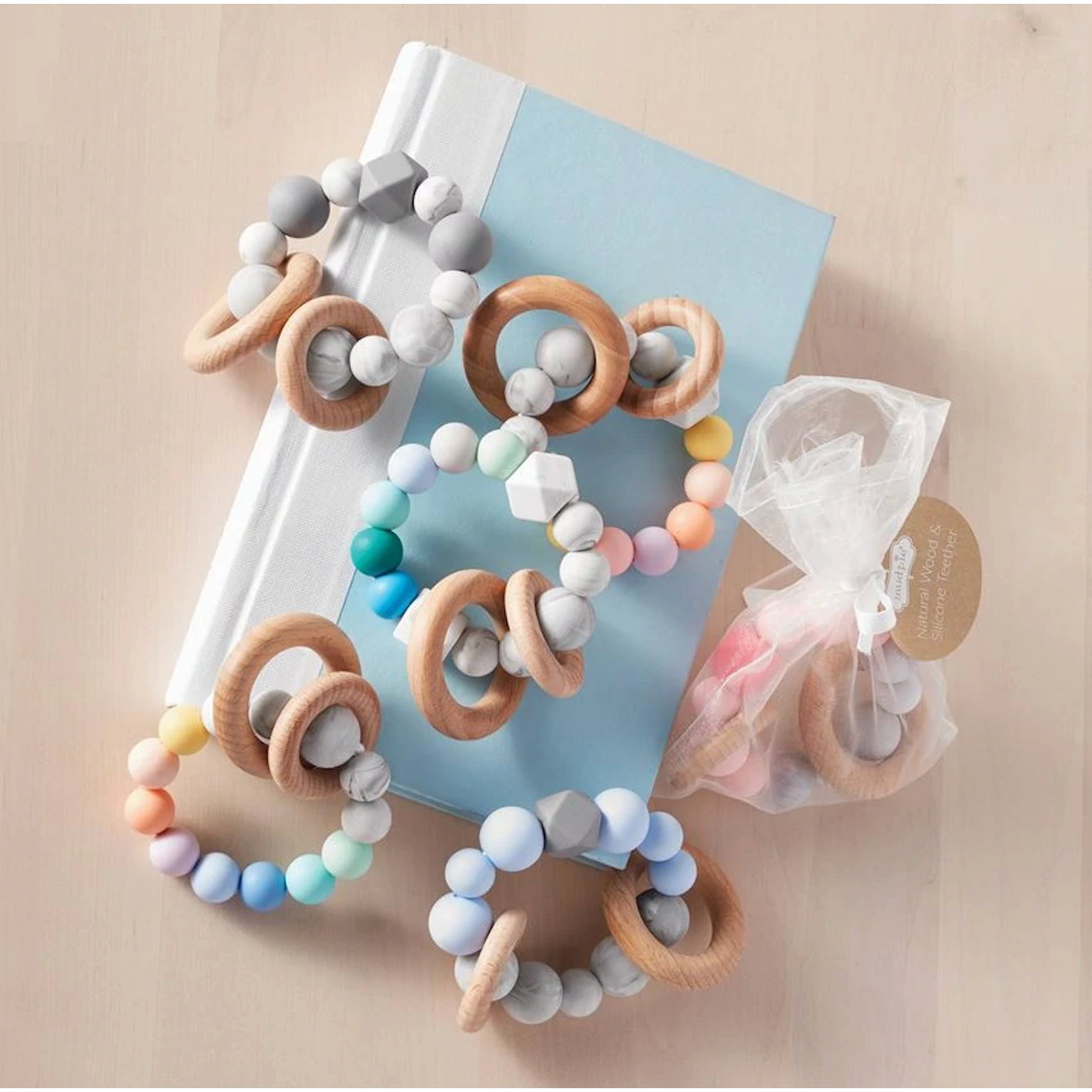 Mud Pie BPA - free Silicone and Wood Baby Teether