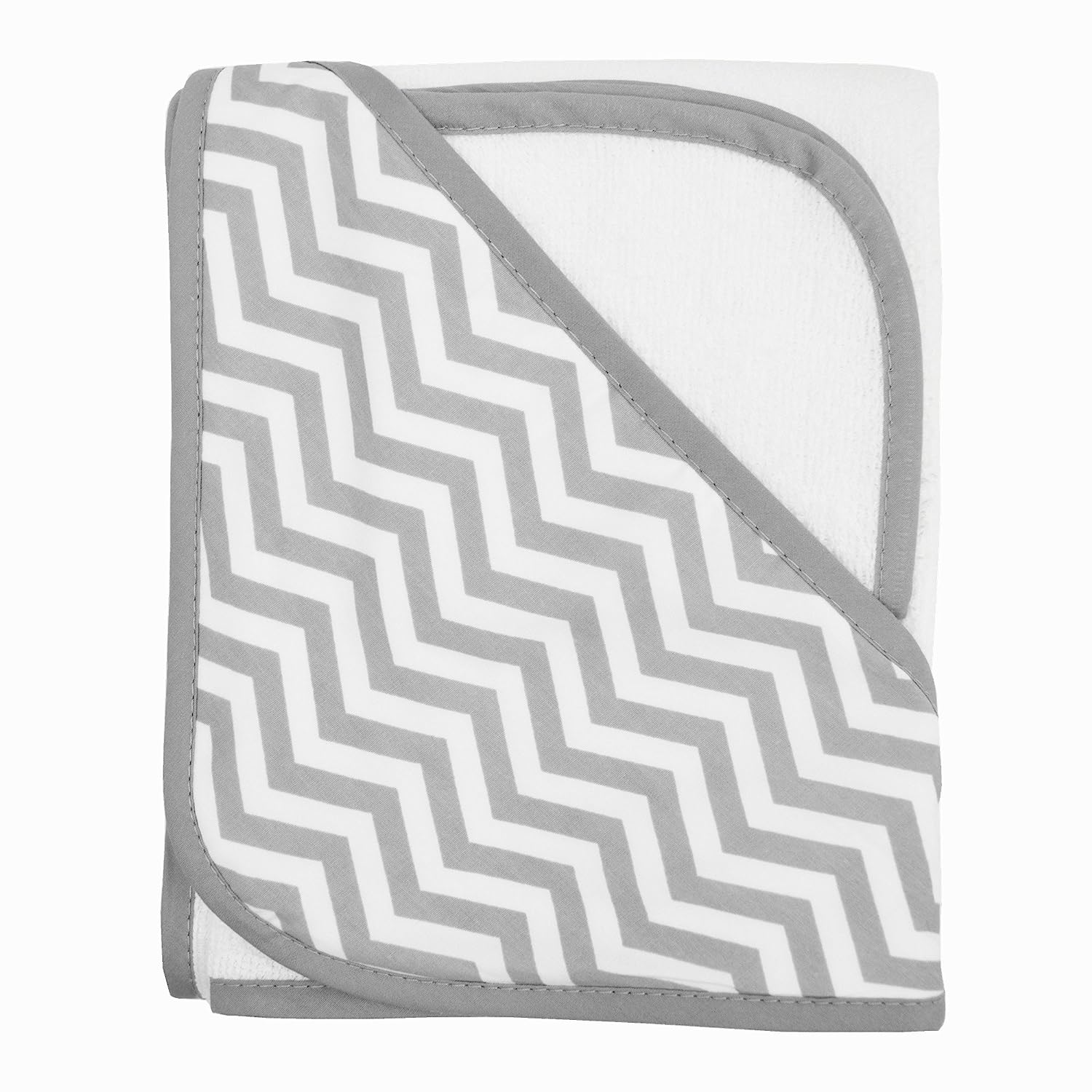 American Baby Co. Gray Chevron Organic Cotton Terry Hooded Towel and Washcloth Set