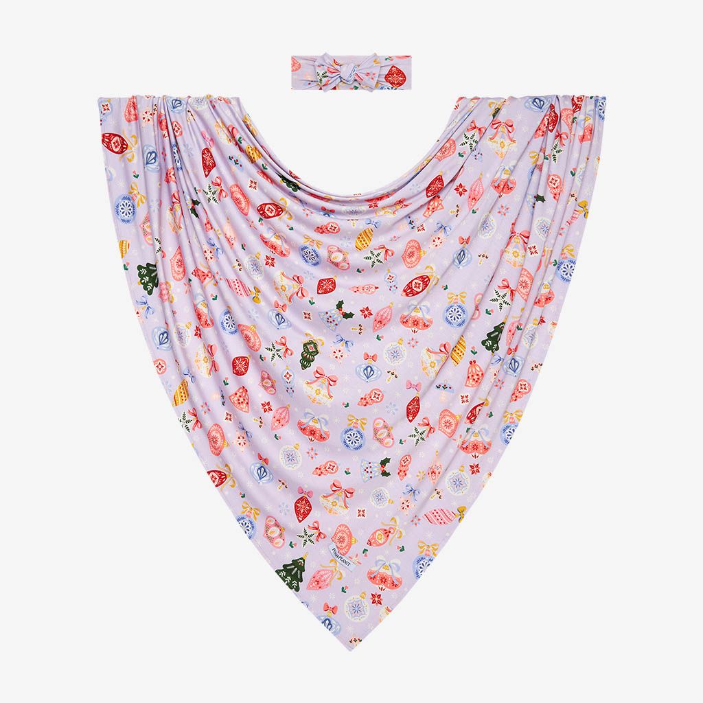 Posh Peanut Holly Infant Swaddle & Headwrap Set - Great Gift!