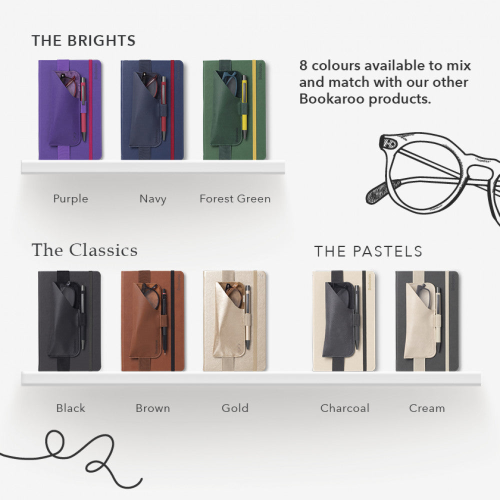 Bookaroo Flexible Elastic Glasses Case for Notebooks and Novels