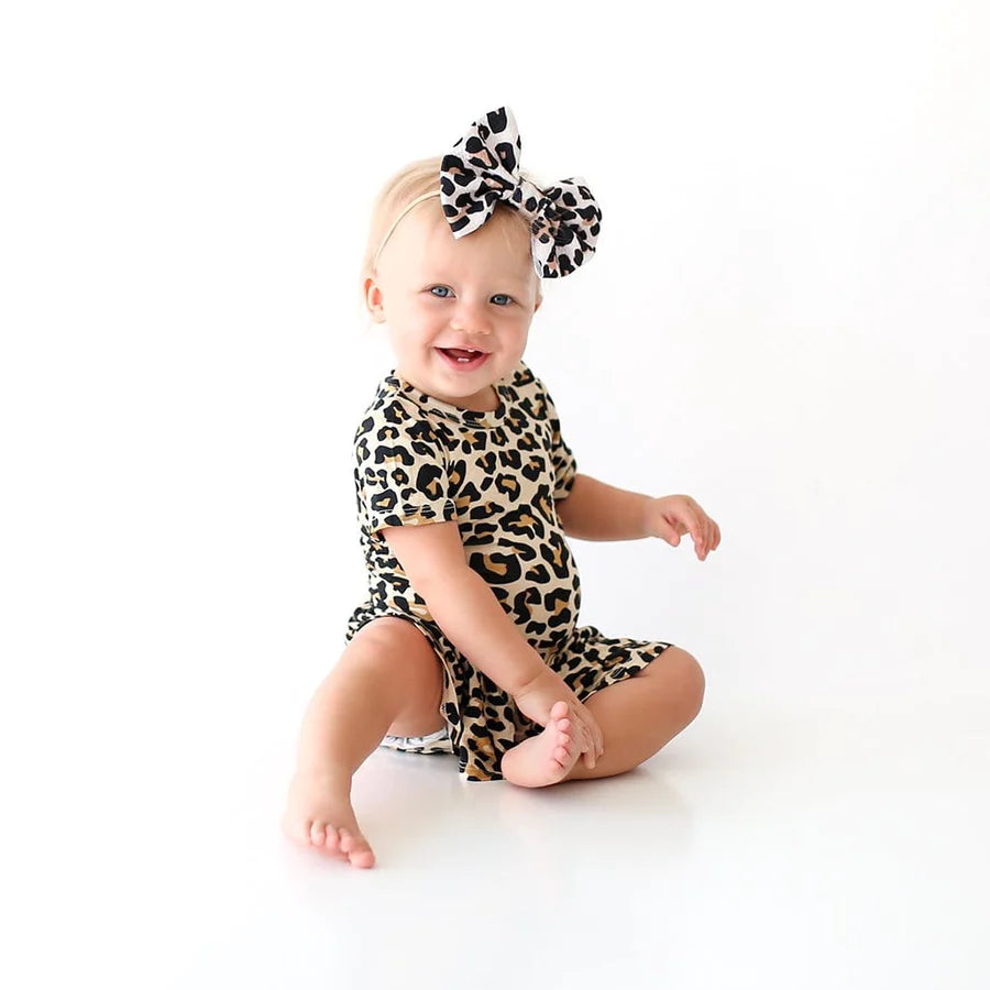 Hot Deal! Posh Peanut Baby Girl's Lana Leopard Short Sleeve Bodysuit with Twirl Skirt