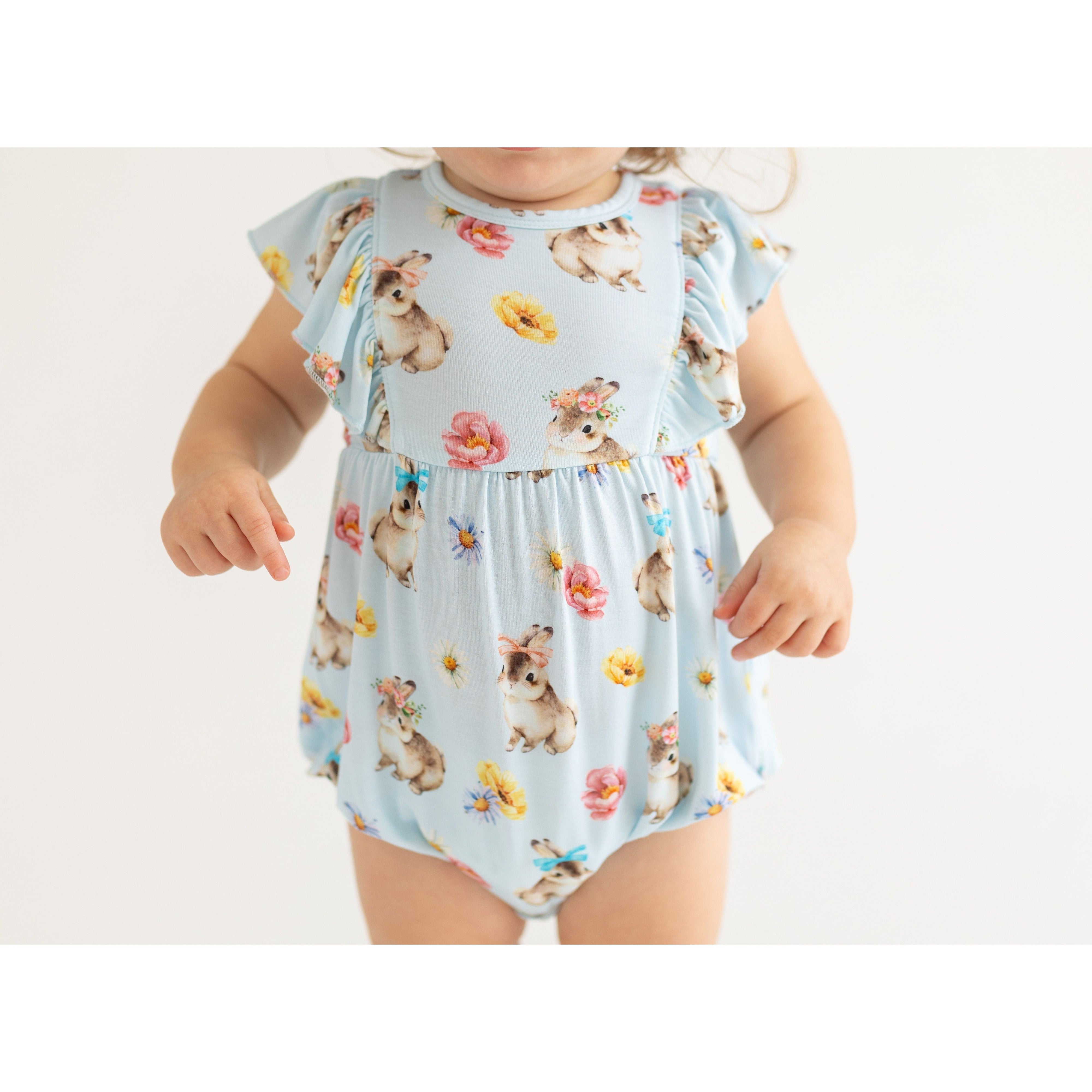 Hot Sale! Posh Peanut Tinsley Jane Flutter Sleeve Romper for Baby Bubble Style
