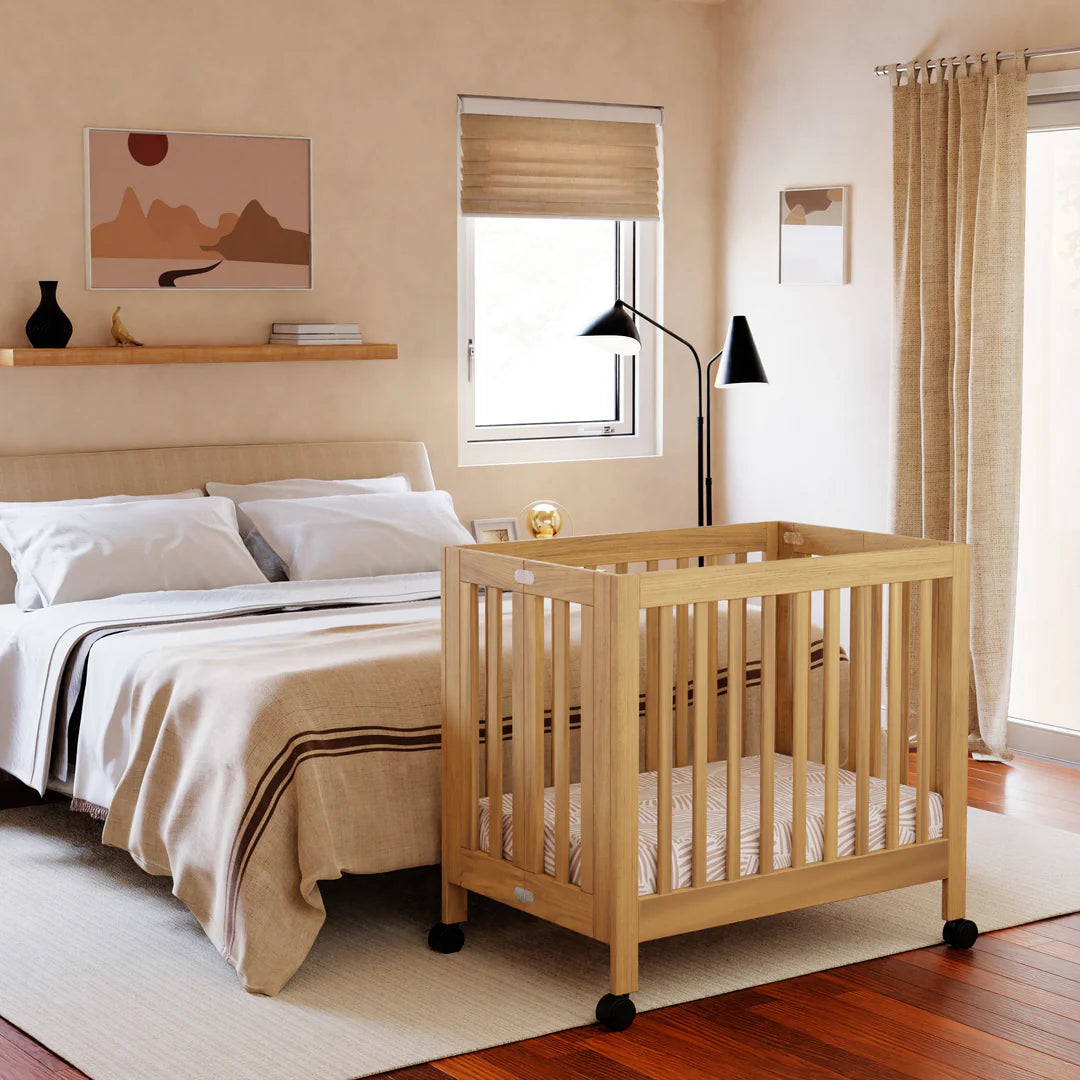 Babyletto Origami Mini Crib - Honey: Ideal for Modern Families
