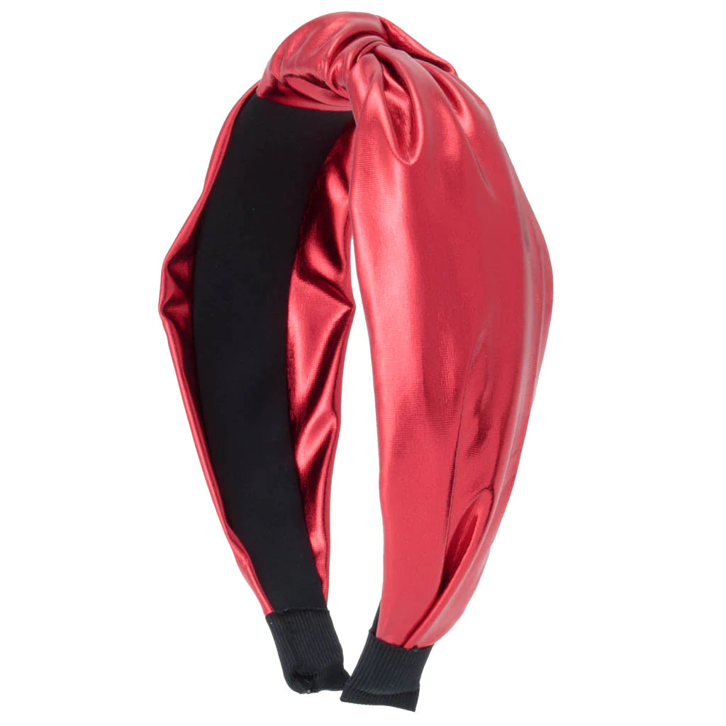 Hot Sale! Azarhia Red Metallic Top Knot Headband