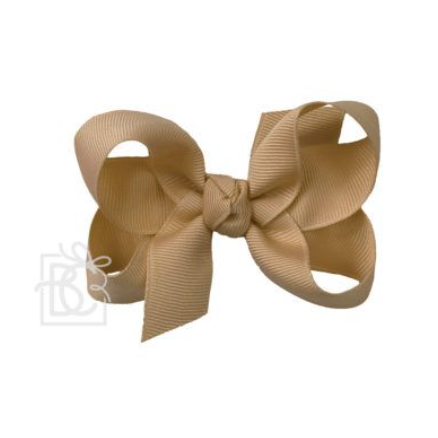 Hot Sale! Medium Oatmeal Grosgrain Double Knot Bow on Alligator Clip by Beyond Creations