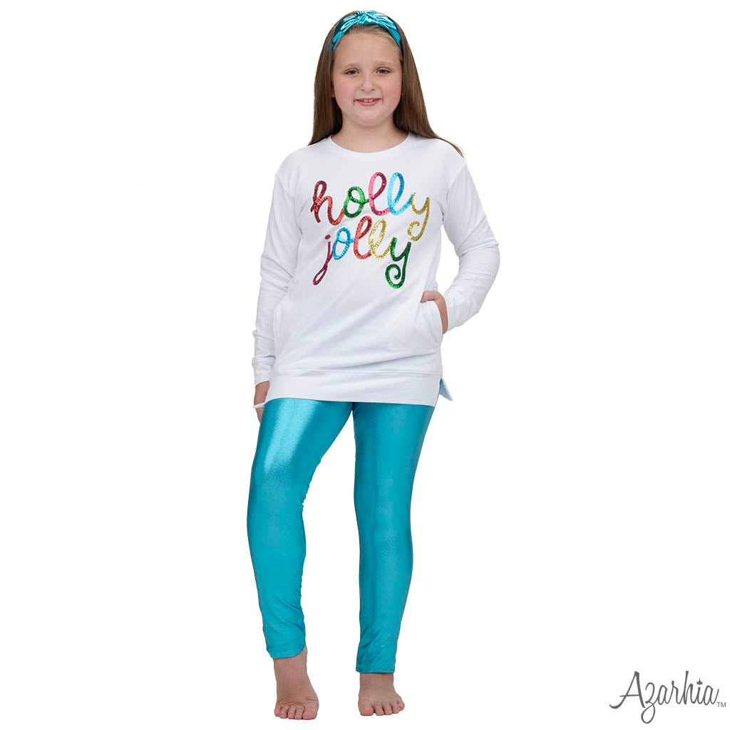 Turquoise Azarhia Shimmering Fashionable Leggings