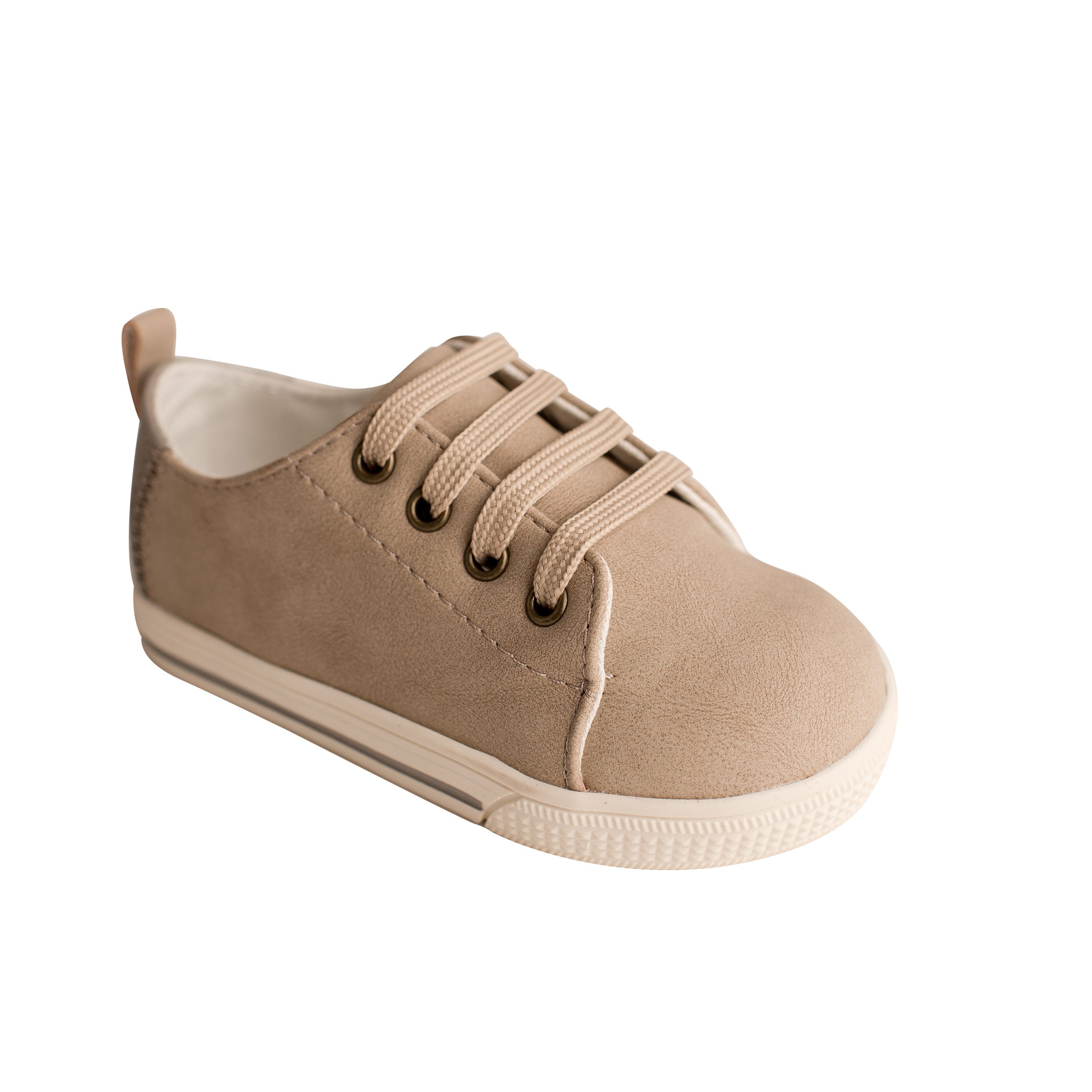 Hot Sale! Durable Baby Deer Lennon Toddler Khaki Textile Sneakers with Heel Loops