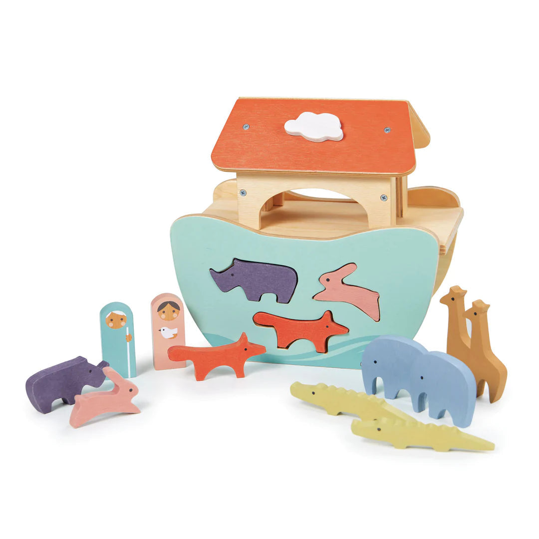 Tender Leaf Toys Tiny Noah's Ark with 6 Pairs of Solid Wood Animals