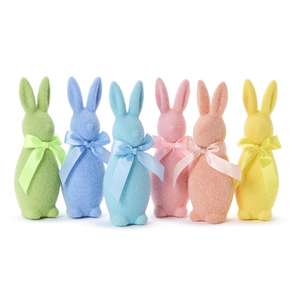 Large Easter Flocked Green Bunny - Two's Company Bunny Bunch (Great for Decor & Gifts)