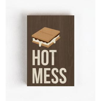 P. Graham Dunn Pine Word Block - 'Hot Mess' Sign for Desk, Counter or Shelf
