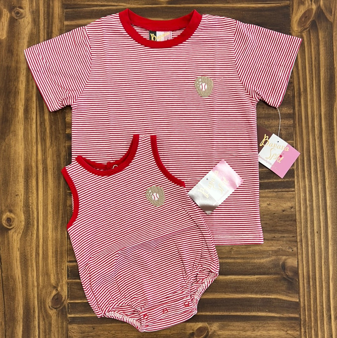 Hot Sale! Boys' Baseball Bubble with Red Stripe Banana Split Design