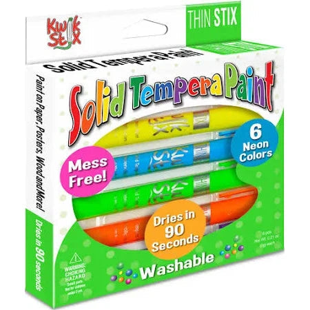 Kwik Stix Solid Tempera Neon Thin Paint Sticks - Set of 6