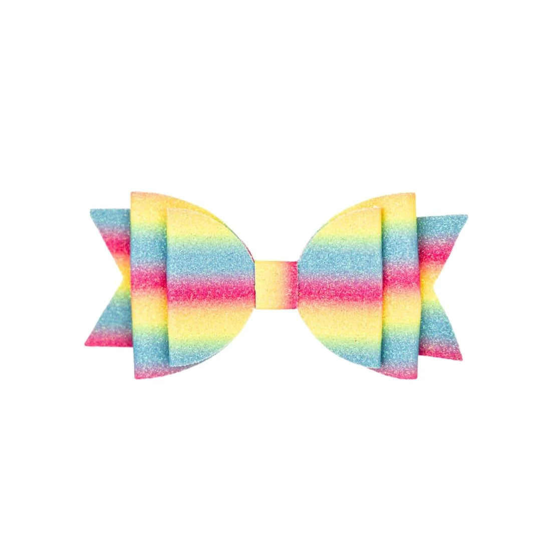 Sweet Wink Sale! Multi - Colored Rainbow Ombre Glitter Bow Hair Clip for Little Girls