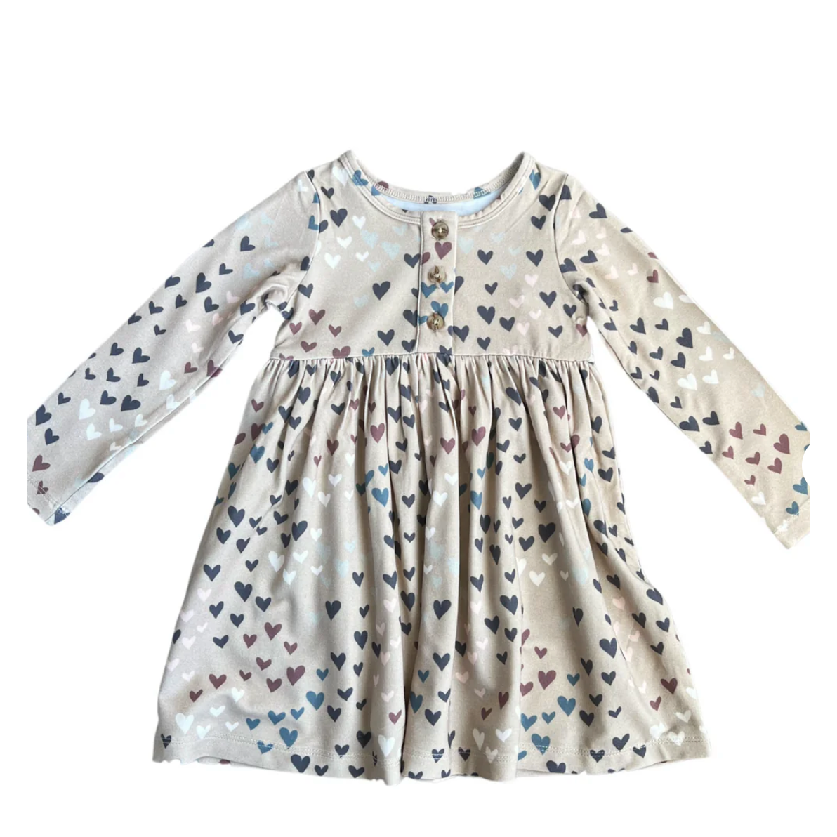 Hot Deal! Baby Sprouts Cluster Hearts Long Sleeve Henley Dress
