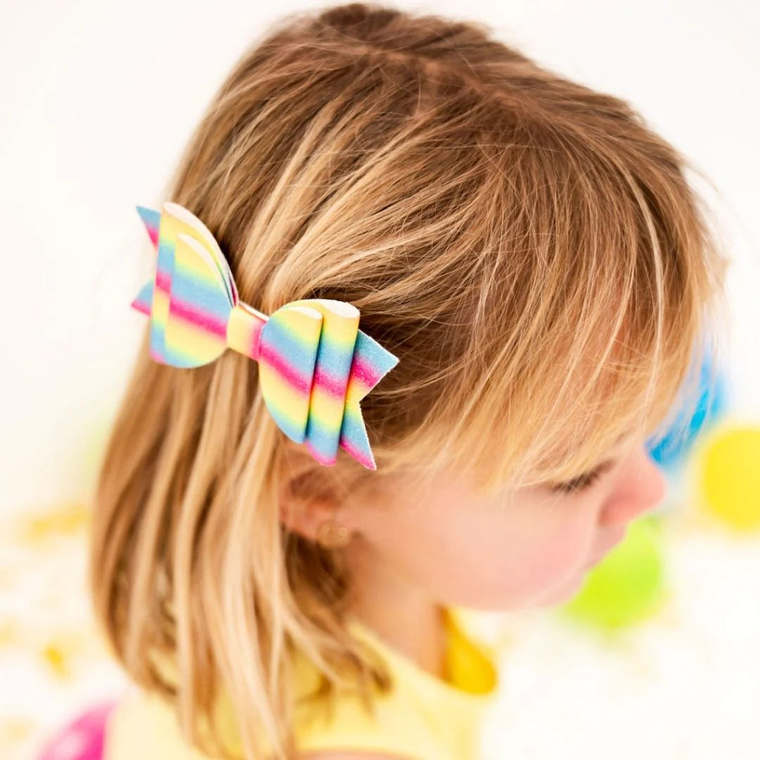 Sweet Wink Sale! Multi - Colored Rainbow Ombre Glitter Bow Hair Clip for Little Girls