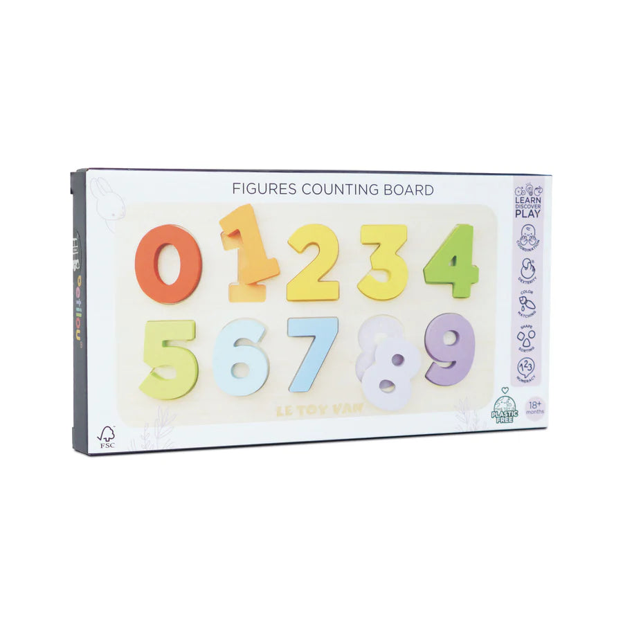 Petilou® Educational Wooden Number Shape Sorter - Fun Counting Puzzle for Kids