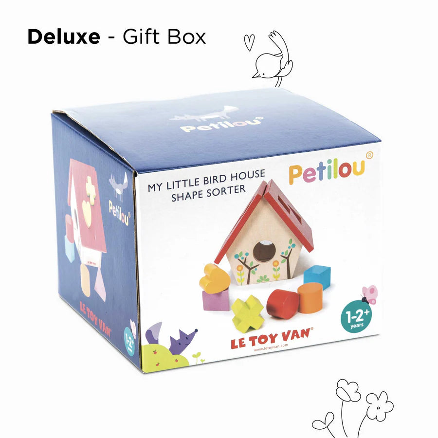 Petilou® Award-Winning Wooden Bird House Shape Sorter Toy for Curious Toddlers