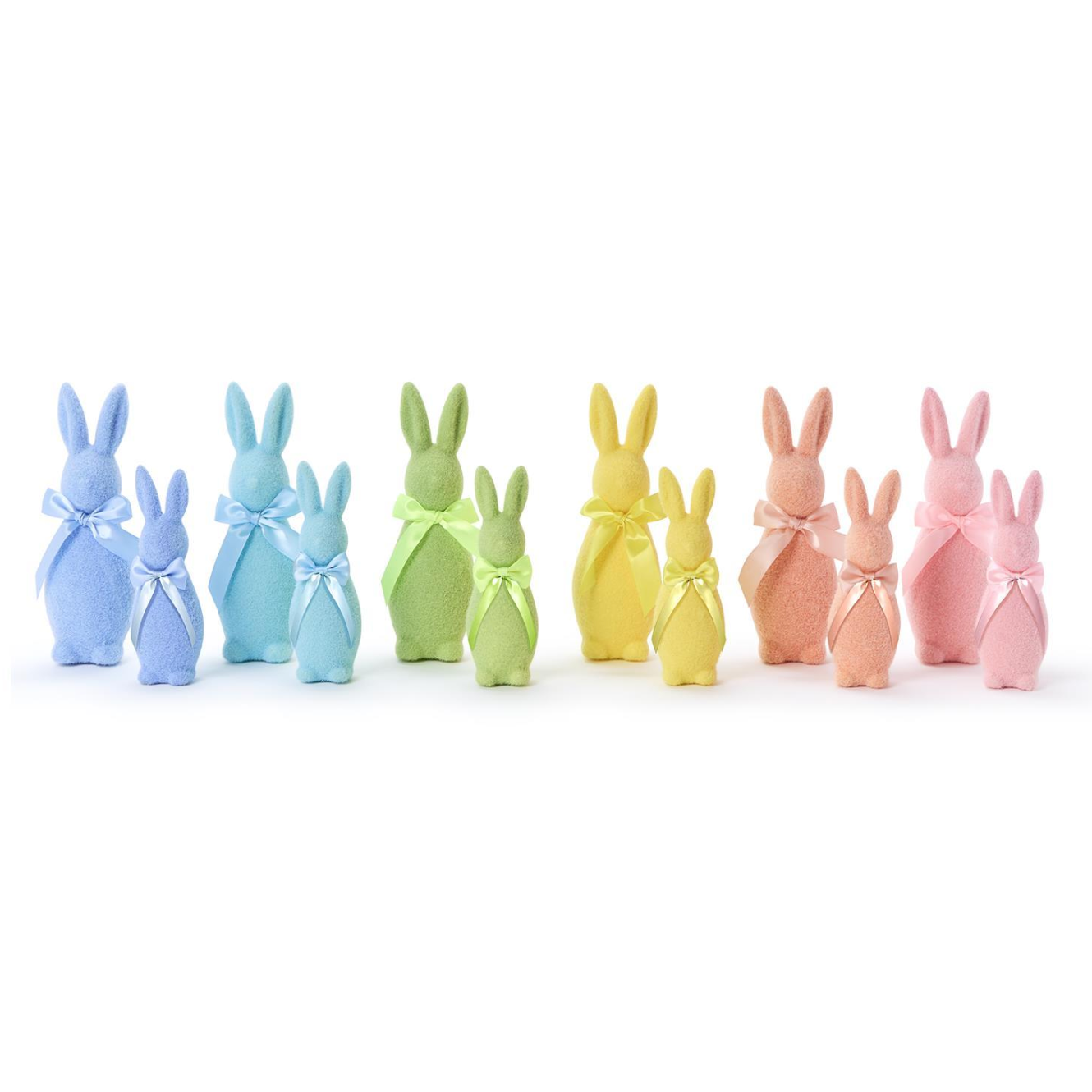 Hot! Two's Company Large Pink Flocked Easter Bunny Bunch
