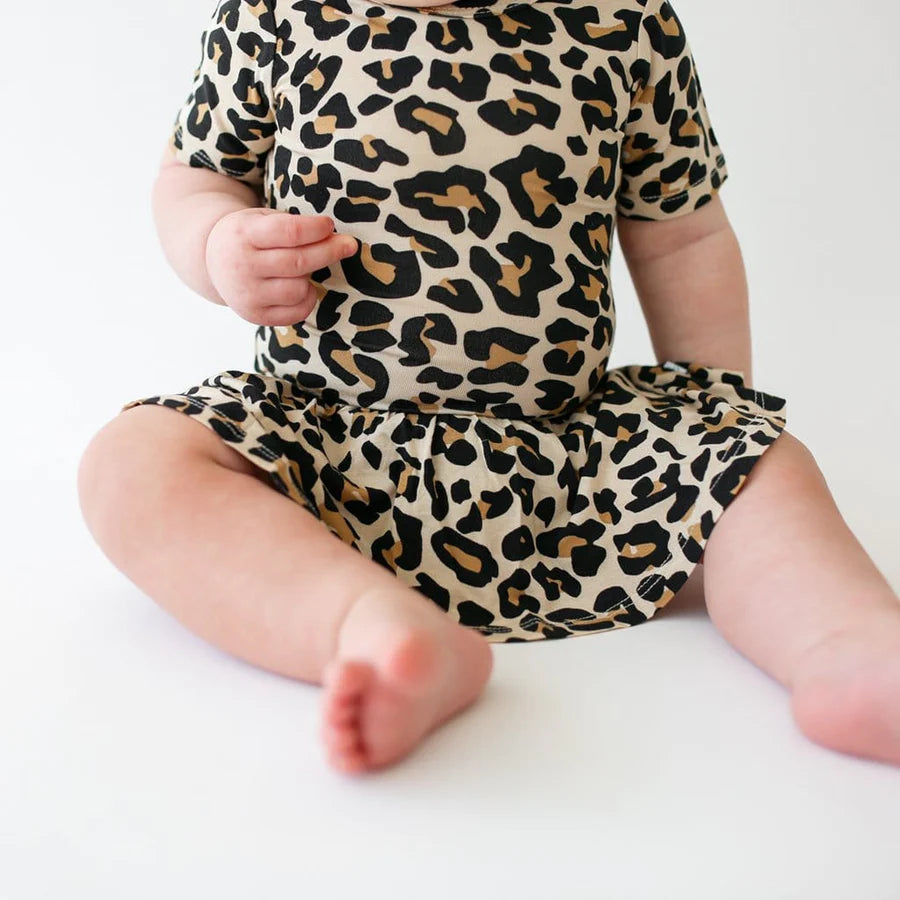Hot Deal! Posh Peanut Baby Girl's Lana Leopard Short Sleeve Bodysuit with Twirl Skirt